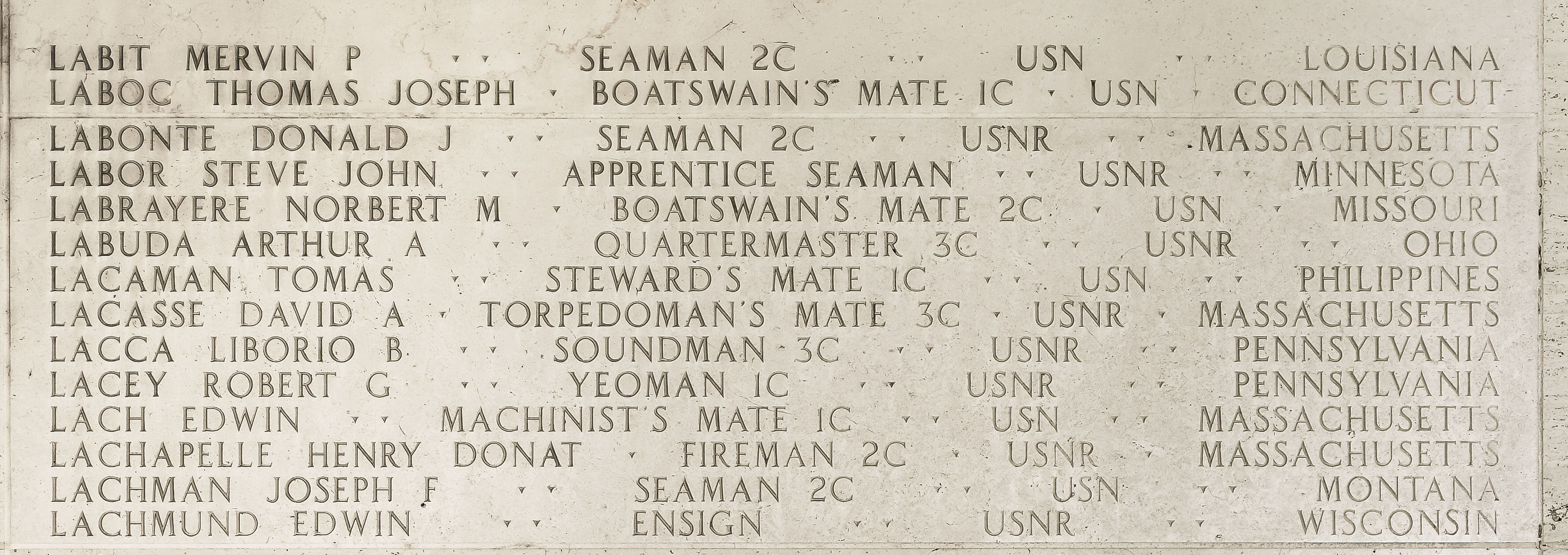 Robert G. Lacey, Yeoman First Class
